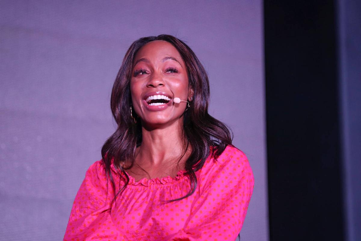  NEWPORT BEACH, CALIFORNIA - OCTOBER 22: SportsCenter anchor Cari Champion speaks at the espnW Women + Sports Summit held at The Resort at Pelican Hill on October 22, 2019 in Newport Beach, California. (Photo by Meg Oliphant/Getty Images) 
