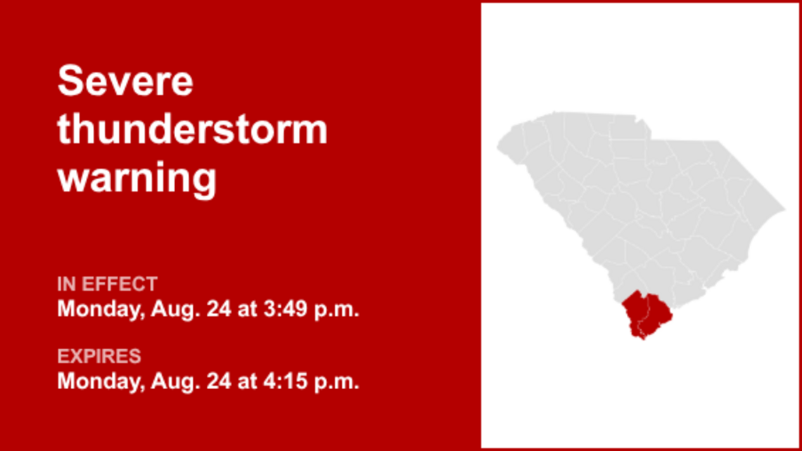 UPDATE: The severe thunderstorm warning for Beaufort County is predicted to expire at 4:15 p.m. 