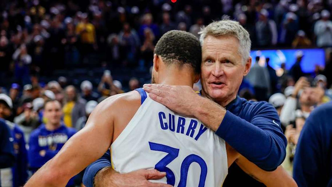  Steph Curry and Steve Kerr have each had Hall of Fame-caliber tenures with the Warriors. | Bob Kupbens-Imagn Images 