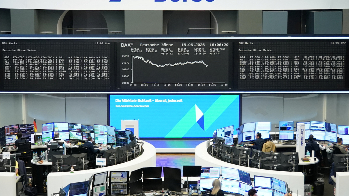 The German share price index DAX graph is pictured at the stock exchange in Frankfurt, Germany, June 15, 2026.  REUTERS/staff