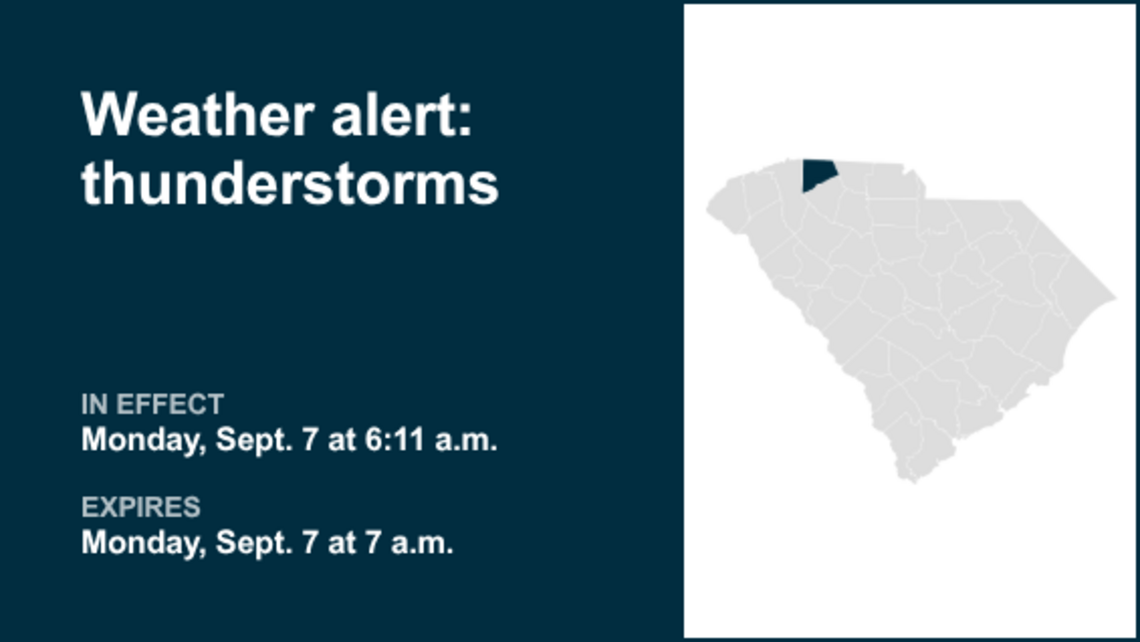 UPDATE: Look for thunderstorms with torrential rain in Spartanburg County Monday morning 