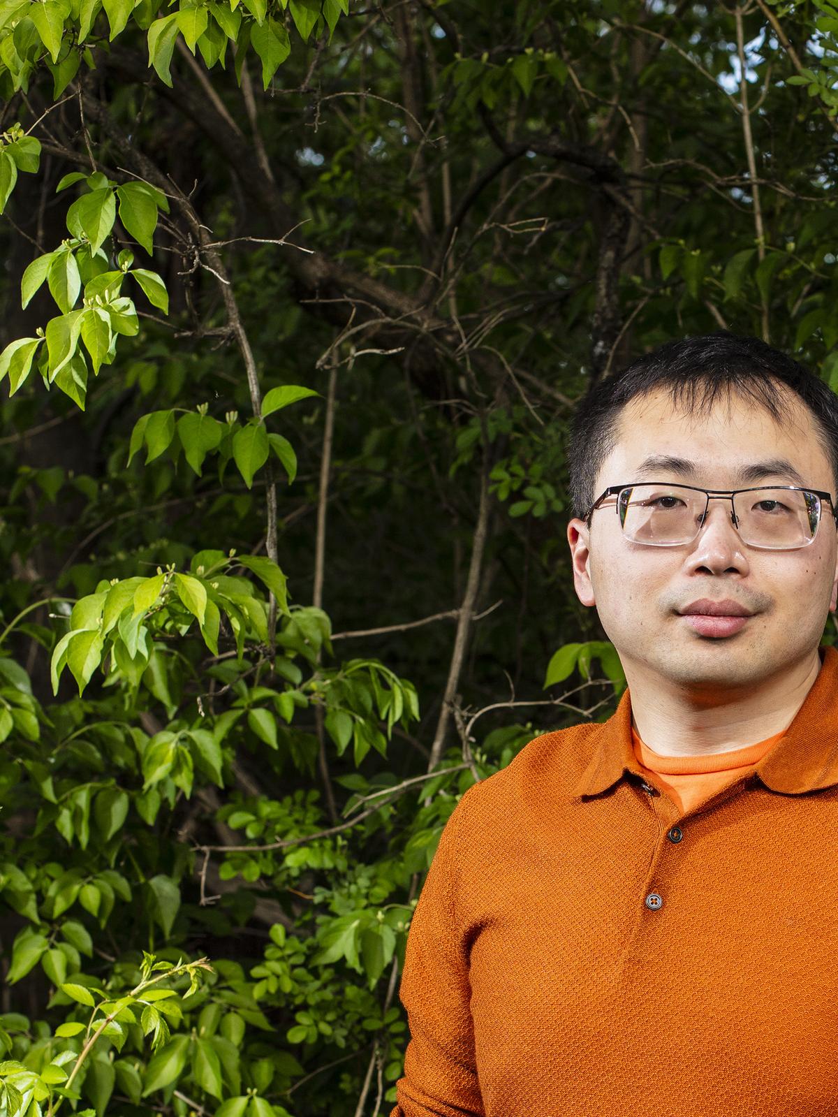 Jamie Ding near his home in Lawrenceville, N.J., after winning $880,000 on "Jeopardy!," April 23, 2026. Ding, a self-described "faceless bureaucrat" from New Jersey, became a TV sensation during his 31-game winning streak. (Bryan Anselm/The New York Times)