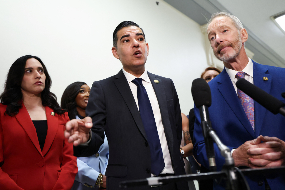 U.S. House Oversight Committee ranking member Representative Robert Garcia (D-CA) speaks to the media outside the room where a closed door interview of Bill Gates before the House Oversight Committee, investigating late financier and sex offender Jeffrey Epstein, takes place, on Capitol Hill in Washington, D.C., U.S., June 10, 2026. REUTERS/Kevin Lamarque