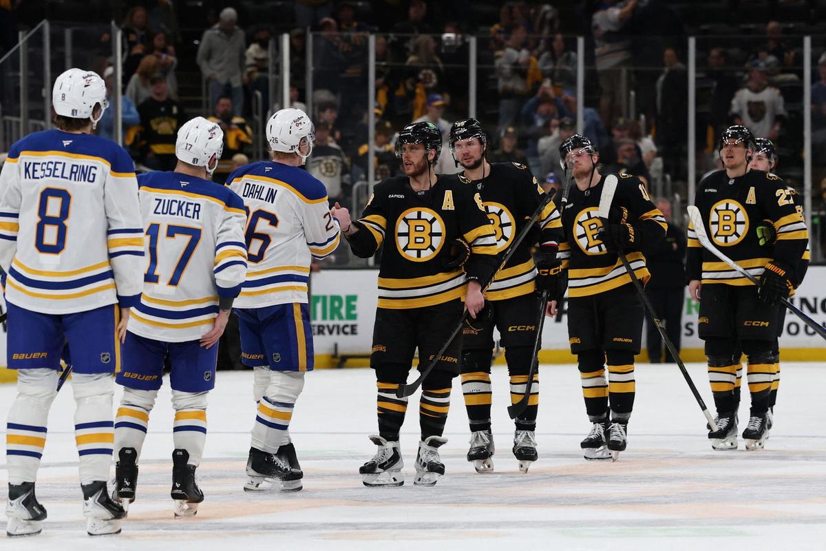  The Buffalo Sabres overcame adversity multiple times against the Boston Bruins in the first round, such as pulling off a comeback win in Game 1. (Winslow Townson-Imagn Images) 