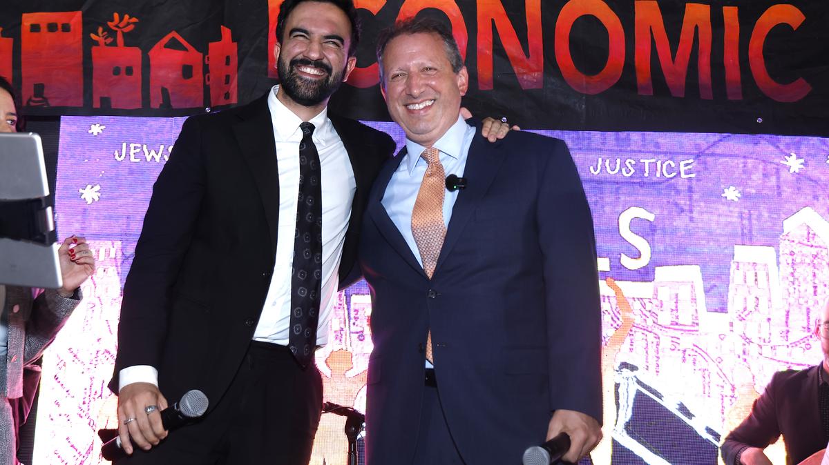 Zohran Mamdani Brad Lander NYC. New York City Mayor Zohran Mamdani and Brad Lander pose for a photograph in New York City on September 10, 2025.