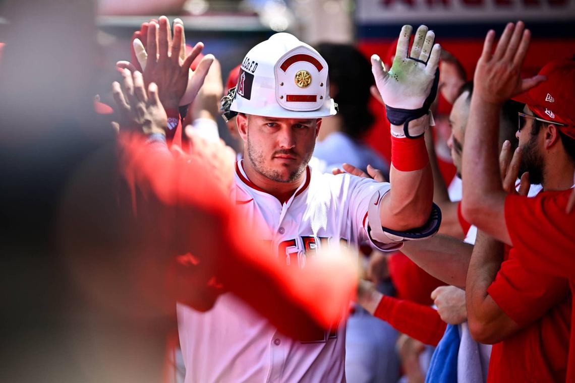  Angels designated hitter Mike Trout (27) Kelvin Kuo-Imagn Images