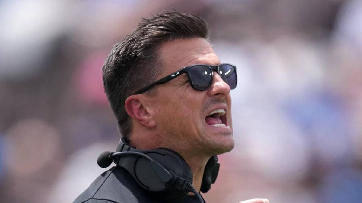  May 2, 2026; Pasadena, CA, USA; UCLA Bruins coach Bob Chesney reacts during the spring game at Rose Bowl. Mandatory Credit: Kirby Lee-Imagn Images | Kirby Lee-Imagn Images 
