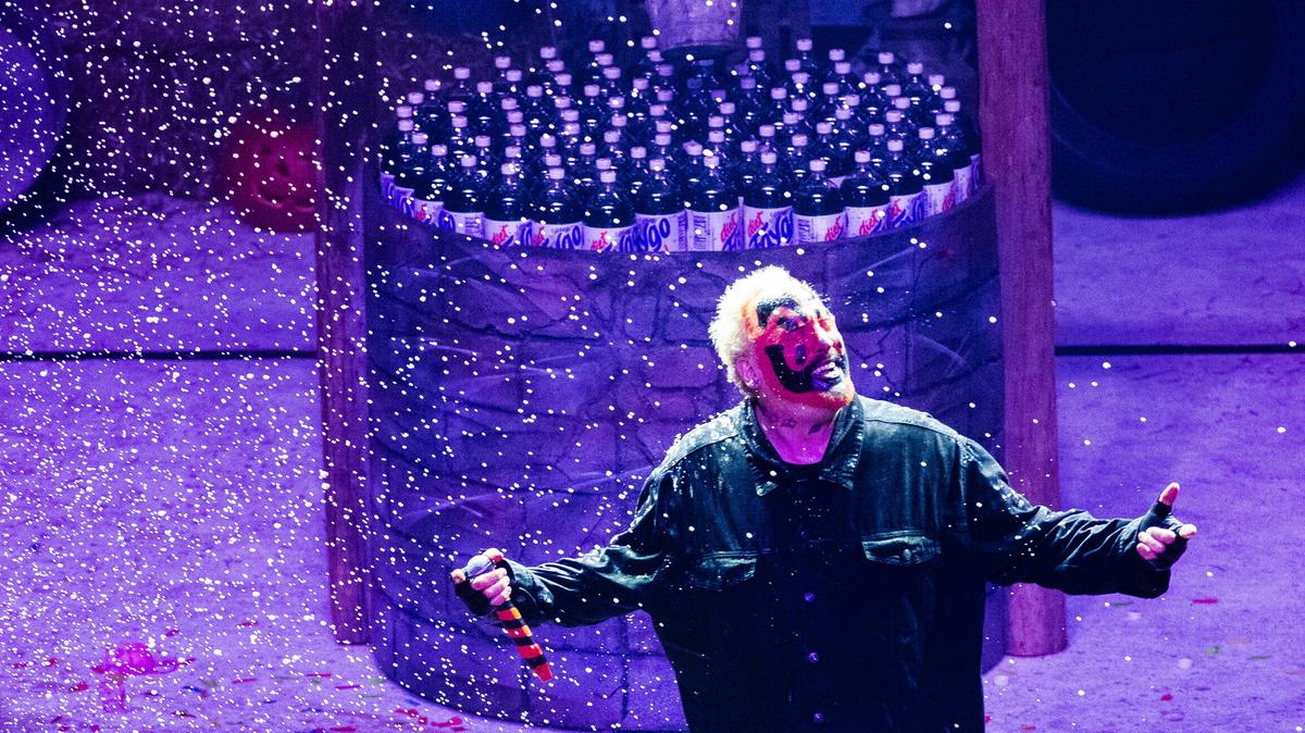 ICP's Violent J (Joseph Bruce) performs during the Insane Clown Posse 30th Anniversary Hallowicked Clown Show at the Masonic Temple in Detroit on Oct. 31, 2023. (John T. Greilick/The Detroit News/TNS)