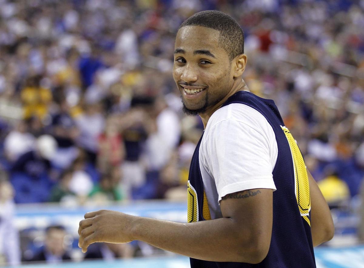 Apr 2, 2010; Indianapolis, IN, USA; West Virginia Mountaineers forward Da'Sean Butler during practice the day before the semifinals of the Final Four of the 2010 NCAA mens basketball tournament at Lucas Oil Stadium. Mandatory Credit: Bob Donnan-USA TODAY Sports