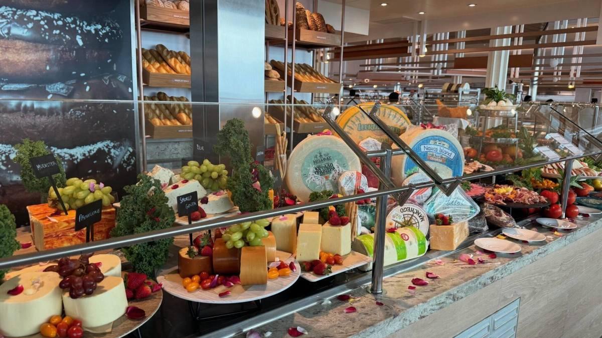 Before filling your plates at a cruise line buffet, survey all the offerings and stick to one plate as you can always go back for seconds, says Miami nutritionist Sheah Rarback.