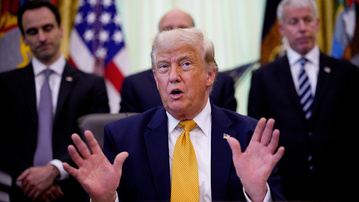 U.S. President Donald Trump speaks during an event in the Oval Office of the White House on June 22, 2026, in Washington, D.C. (Andrew Harnik/Getty Images/TNS)