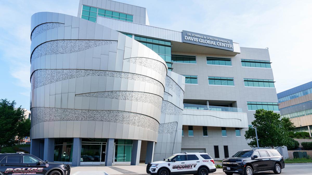 The Davis Global Center at the University of Nebraska Medical Center campus, which holds the National Quarantine Unit, on May 11, 2026, in Omaha, Nebraska. (Dylan Widger/Getty Images/TNS)