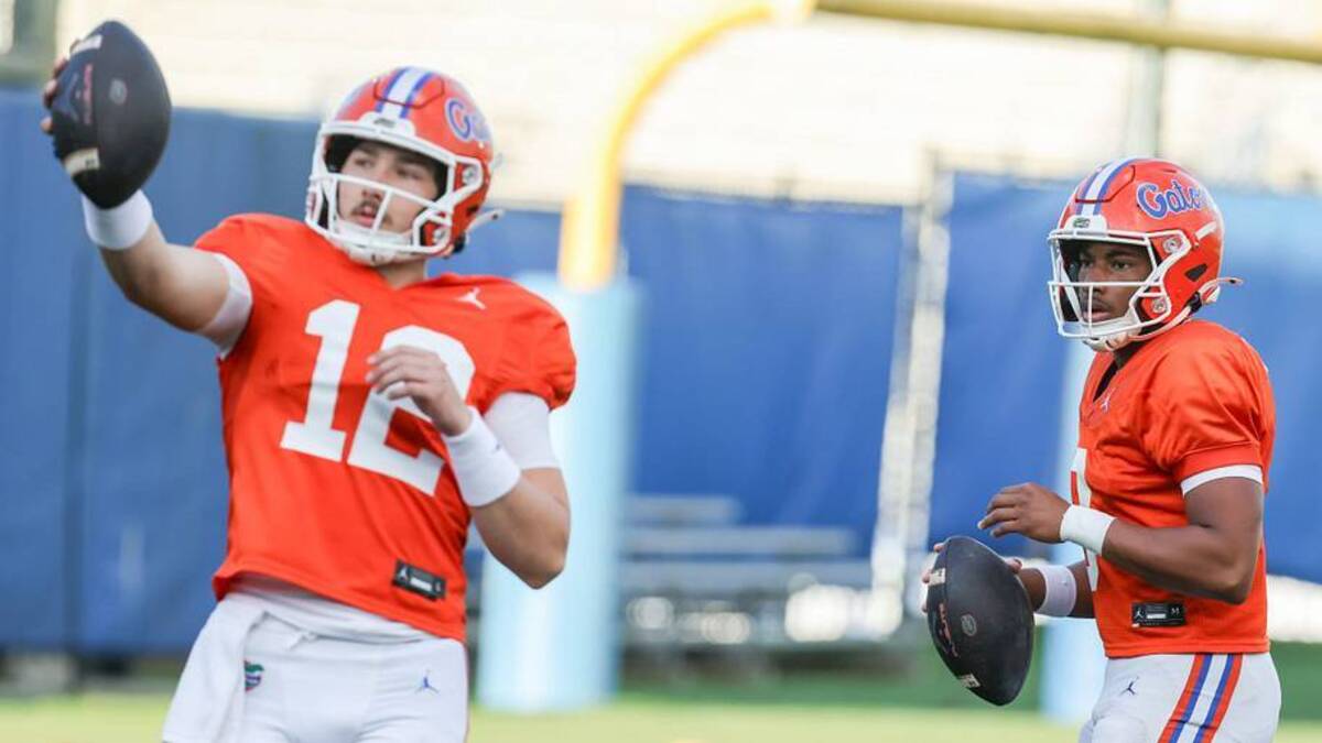  Florida quarterbacks Aaron Philo (12) and Tramell Jones Jr. (9) have been battling to be the team's starter. | USA TODAY Network via Reuters Connect 
