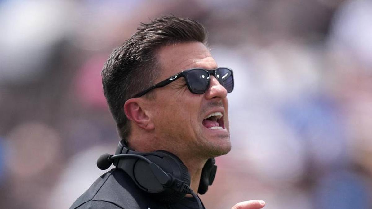  May 2, 2026; Pasadena, CA, USA; UCLA Bruins coach Bob Chesney reacts during the spring game at Rose Bowl. Mandatory Credit: Kirby Lee-Imagn Images | Kirby Lee-Imagn Images 