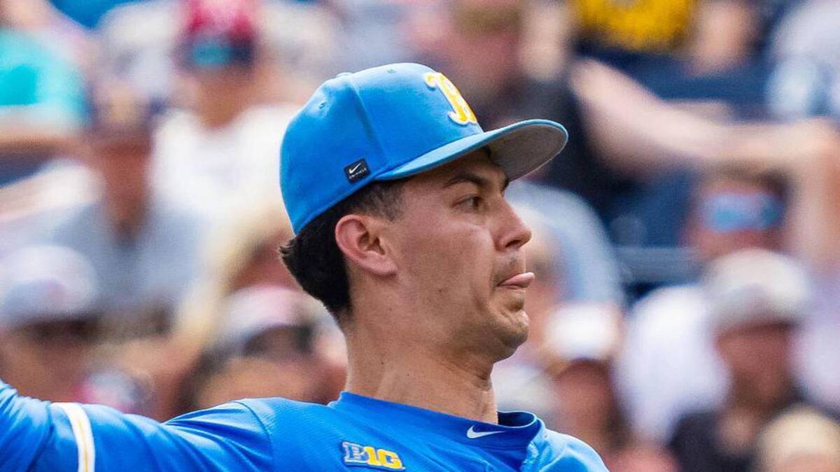  Jun 14, 2025; Omaha, Neb, USA; UCLA Bruins pitcher Jack O'Connor (16) pitches against the Murray State Racers during the seventh inning at Charles Schwab Field. Mandatory Credit: Dylan Widger-Imagn Images | Dylan Widger-Imagn Images 