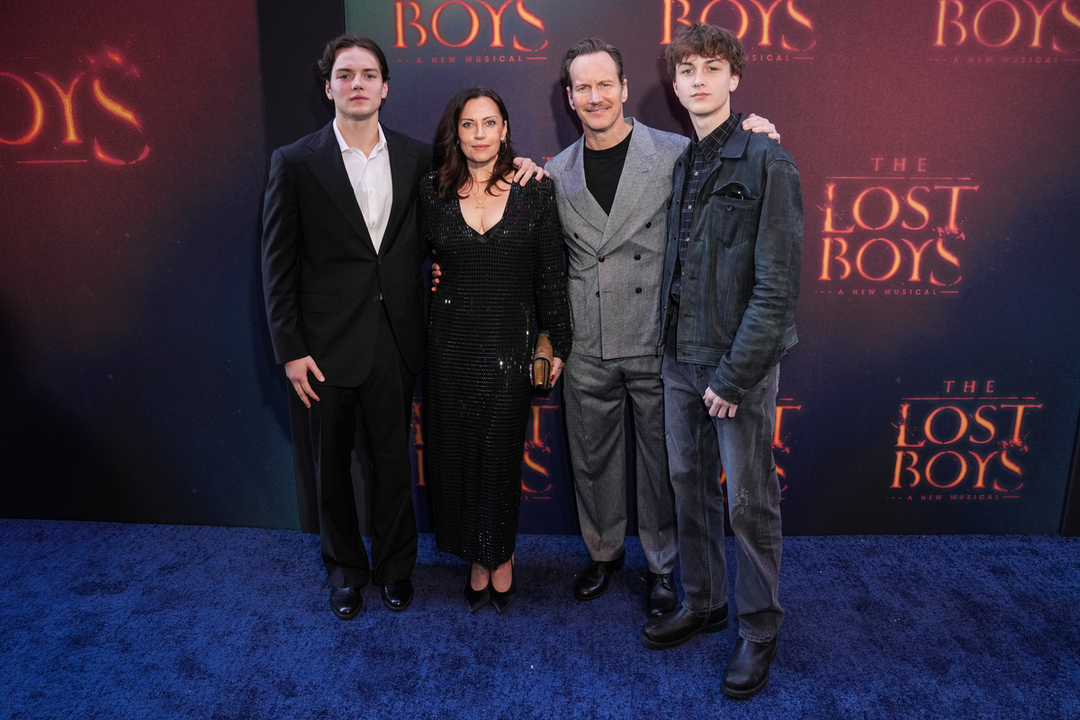 Kalin Wilson, Dagmara Dominczyk, Patrick Wilson, and Kassian Wilson attend “The Lost Boys” Broadway opening night at Palace Theatre (2026)John Nacion / Contributor