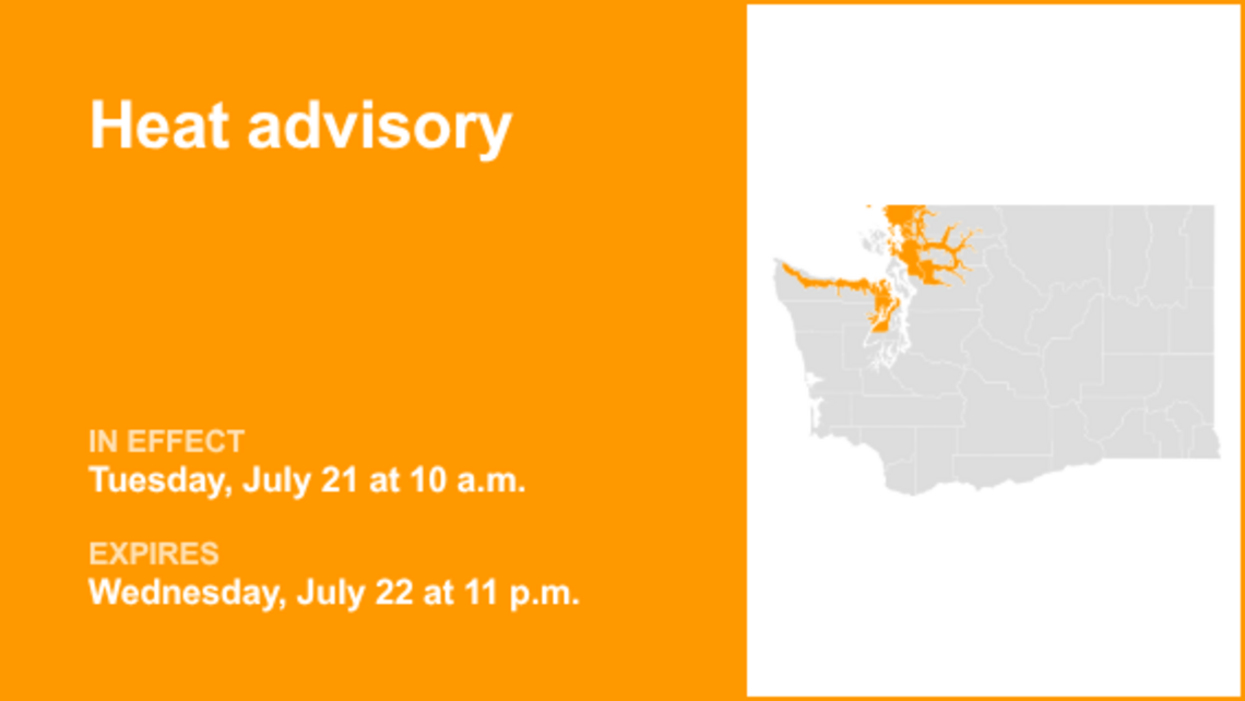 UPDATE: Heat advisory affecting Puget Sound region Tuesday and Wednesday 