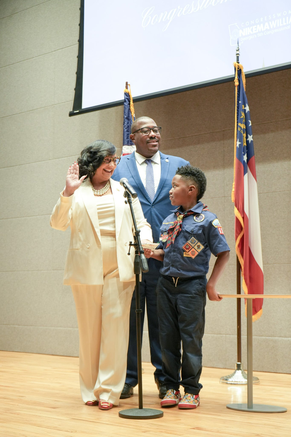Georgia Democratic Rep. Nikema Williams has been married for 16 years. Her son, Carter, is 10.