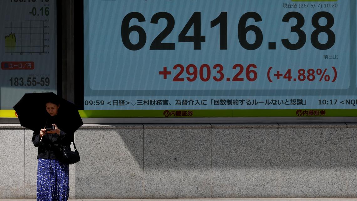 Stocks trade around record highs, oil falls on peace optimism 