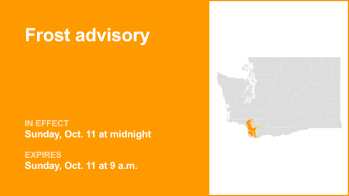 Frost advisory affecting North Clark County Lowlands and South Cascades Sunday 