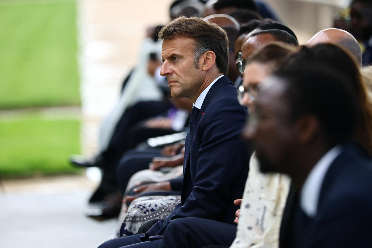 French President Emmanuel Macron and Rwandan President Paul Kagame attend the inauguration ceremony of the Habib-Bourgiba esplanade along the River Seine, a new memorial site paying tribute to the victims of the Rwanda's genocide, in Paris, France, June 2, 2026. REUTERS/Sarah Meyssonnier/Pool