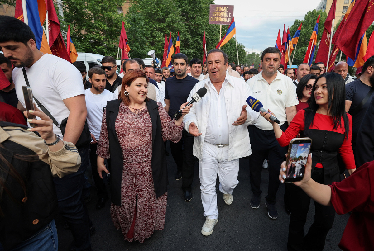 Businessman Gagik Tsarukyan attends an election campaign rally of his party, the Prosperous Armenia, ahead of the June 7 parliamentary election, in Yerevan, Armenia, June 4, 2026. Vahram Baghdasaryan/Photolure via REUTERS