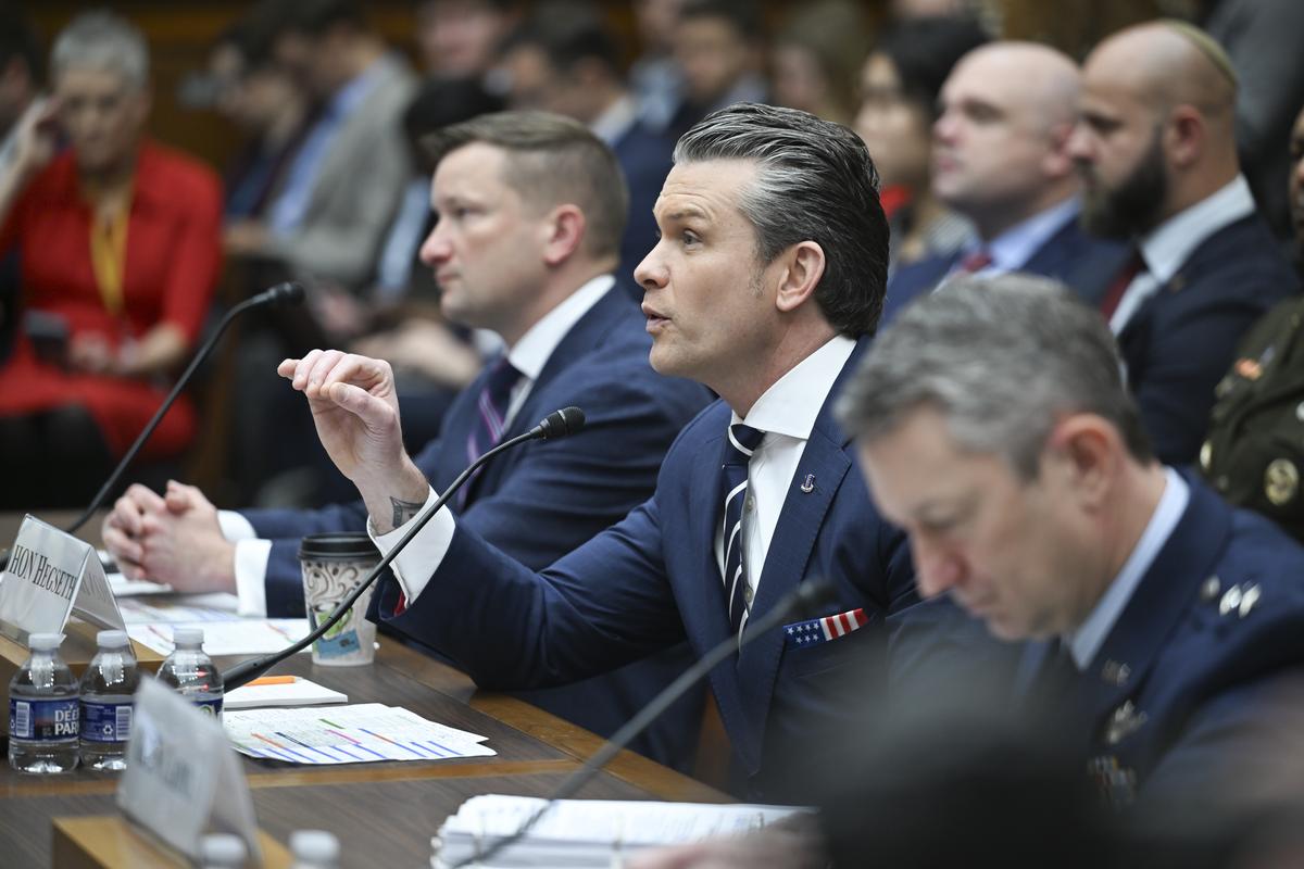 Defense Secretary Pete Hegseth testifies during a House Armed Services Committee hearing on the Department of Defense's budget request on Capitol Hill in Washington, on Wednesday, April 29, 2026. (Kenny Holston/The New York Times)