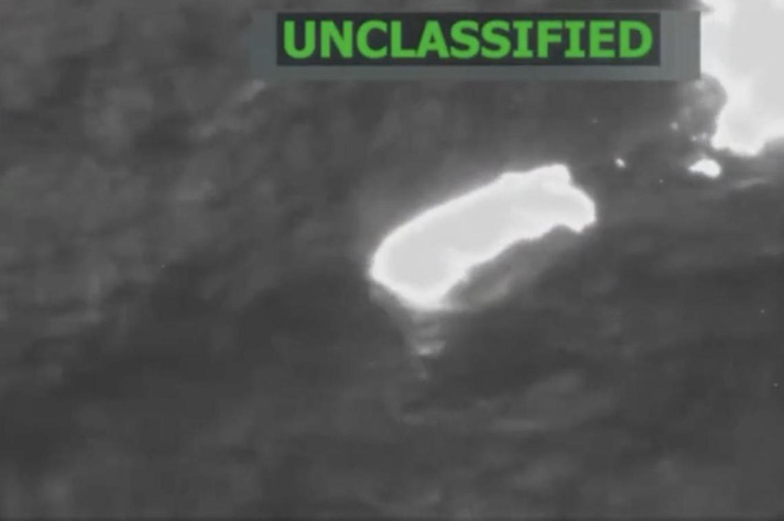 An unclassified photo of an alleged drug boat off the coast of Venezuela.