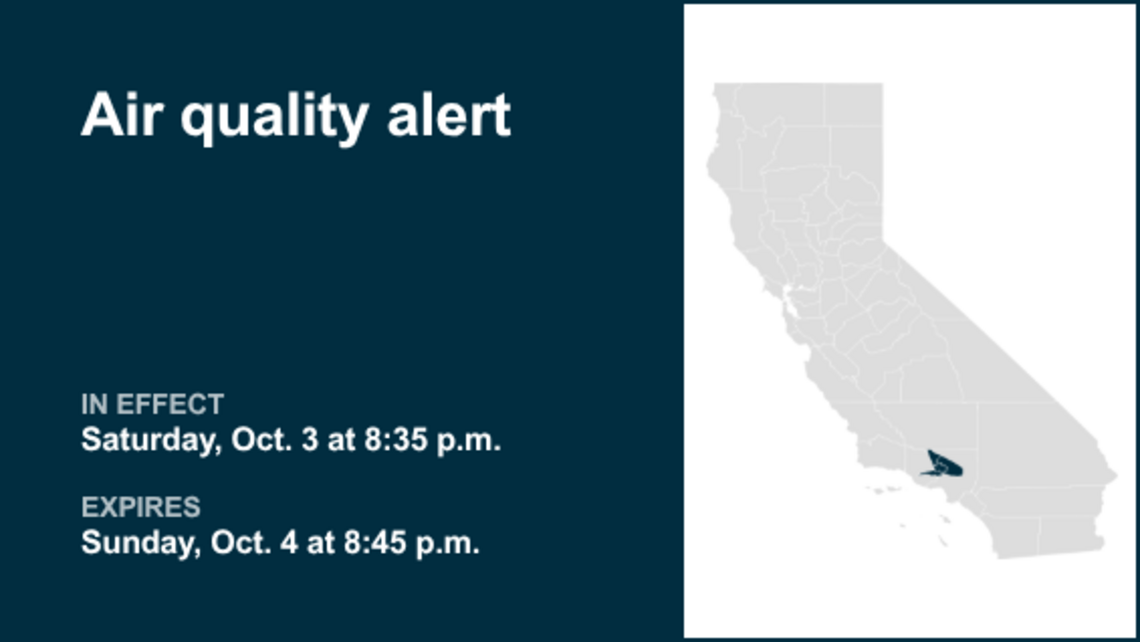 Air quality alert affecting Los Angeles County Sunday 