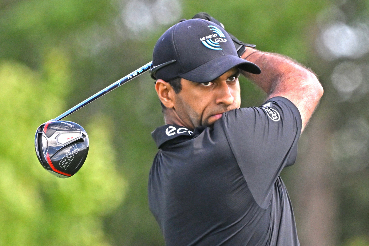 Jun 12, 2026; Caledon, Ontario, CAN;  Aaron Rai hits his tee shot at the 13th hole during the second round of the RBC Canadian Open golf tournament. Mandatory Credit: Dan Hamilton-Imagn Images