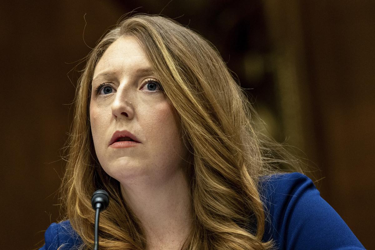 FILE -- Dr. Casey Means, President Donald Trump's nominee for surgeon general, testifies at her nomination hearing before the Senate health committee on Capitol Hill in Washington, on Feb. 25, 2026. With Means' confirmation stalled on Capitol Hill, Trump withdrew the nomination April 30; he is instead nominating Dr. Nicole Saphier, a Fox News contributor and radiologist at Memorial Sloan Kettering. (Alex Kent/The New York Times)