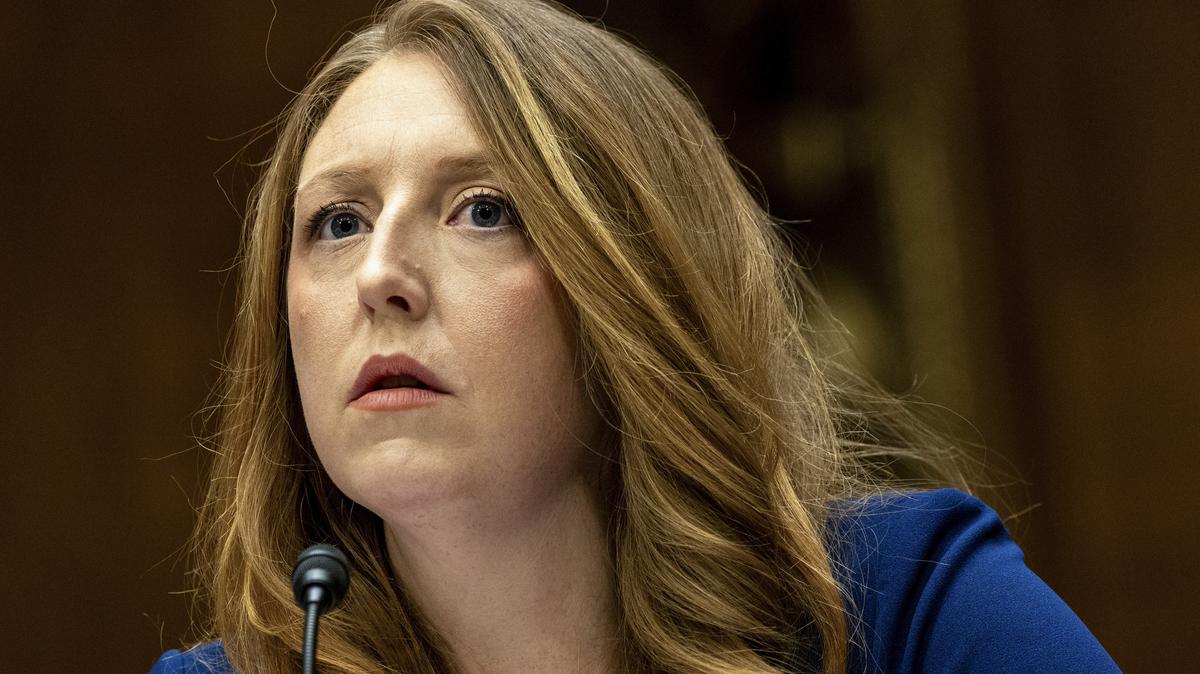 FILE -- Dr. Casey Means, President Donald Trump's nominee for surgeon general, testifies at her nomination hearing before the Senate health committee on Capitol Hill in Washington, on Feb. 25, 2026. With Means' confirmation stalled on Capitol Hill, Trump withdrew the nomination April 30; he is instead nominating Dr. Nicole Saphier, a Fox News contributor and radiologist at Memorial Sloan Kettering. (Alex Kent/The New York Times)