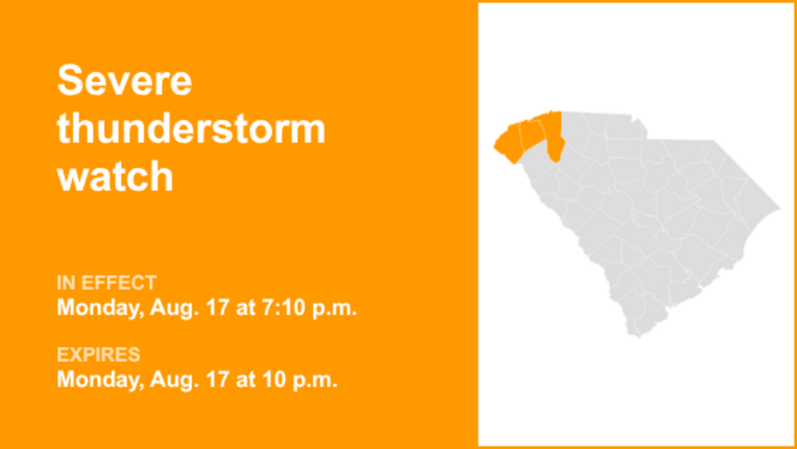 UPDATE: Upstate SC placed under a severe thunderstorm watch Monday night 
