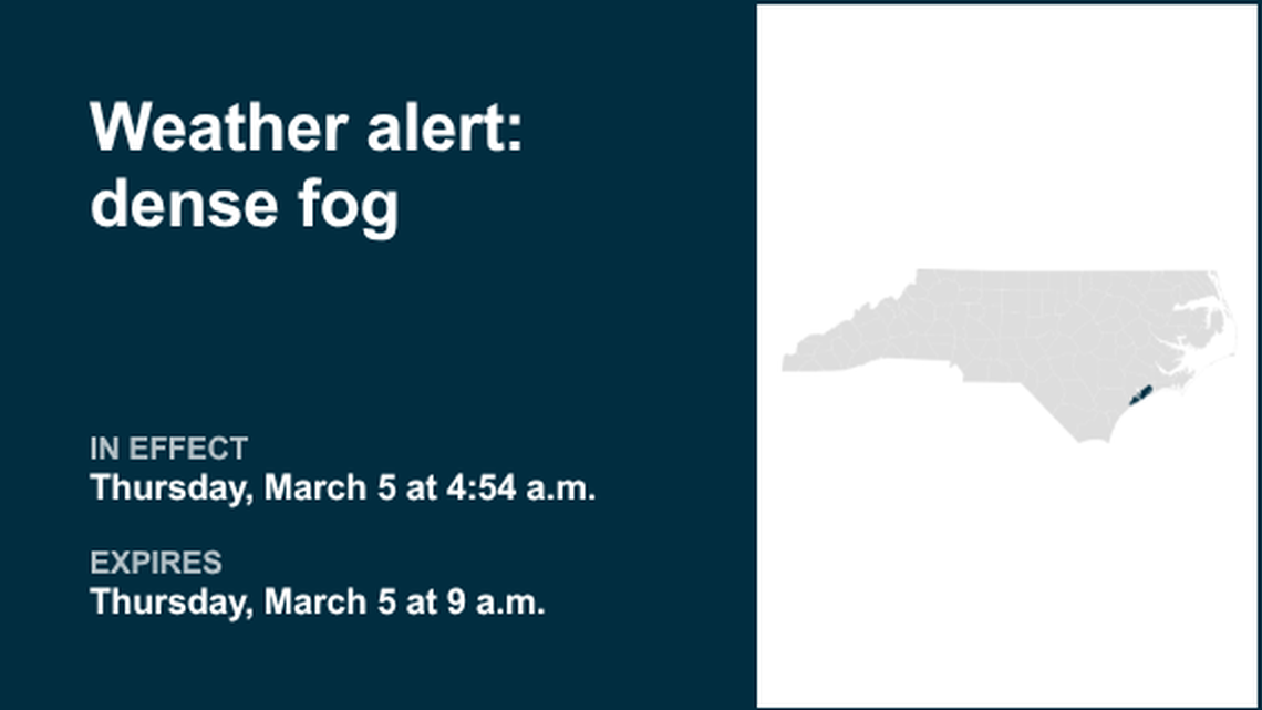 Anticipate dense fog in Coastal Onslow until Thursday morning 