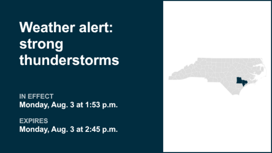 UPDATE: Be prepared for strong thunderstorms in Eastern North Carolina Monday afternoon 