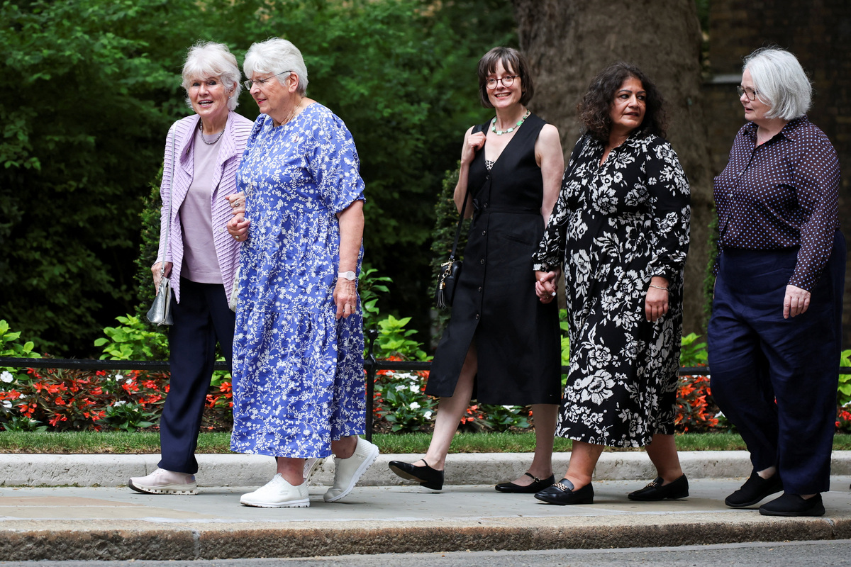 Campaigners arrive for a meeting with Britain's Prime Minister Keir Starmer at Downing Street, to discuss historical forced adoption, in London, Britain, July 2, 2026. REUTERS/Isabel Infantes/Pool