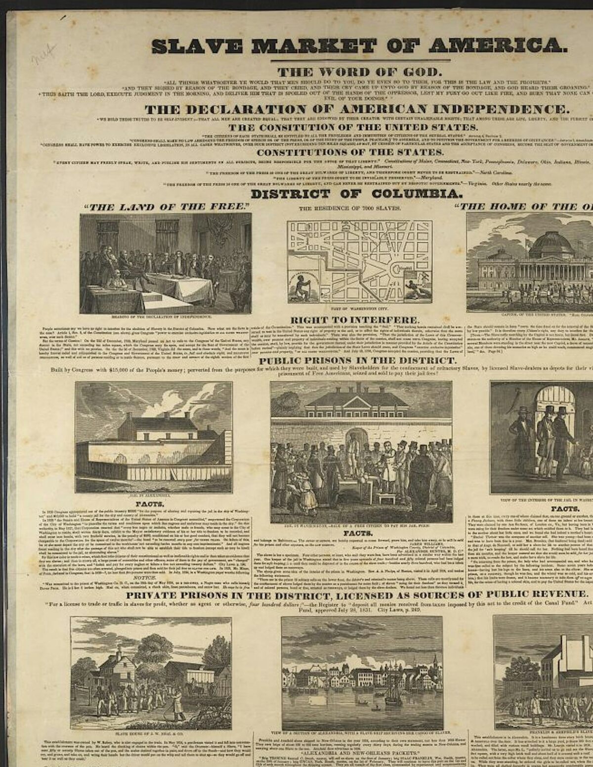  An 1836 broadside condemning the sale and keeping of slaves in the District of Columbia. Library of Congress 