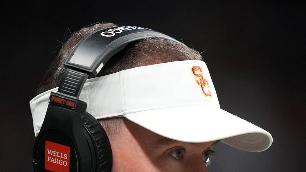 Dec 30, 2025; San Antonio, TX, USA; Southern California Trojans head coach Lincoln Riley watches in the first half against the TCU Horned Frogs during the Alamo Bowl at Alamodome. Mandatory Credit: Kirby Lee-Imagn Images | Kirby Lee-Imagn Images 