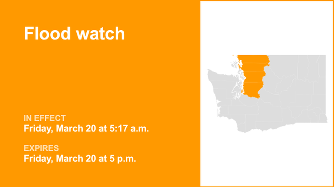 UPDATE: Flood watch issued for Northwest Washington until early Saturday evening 