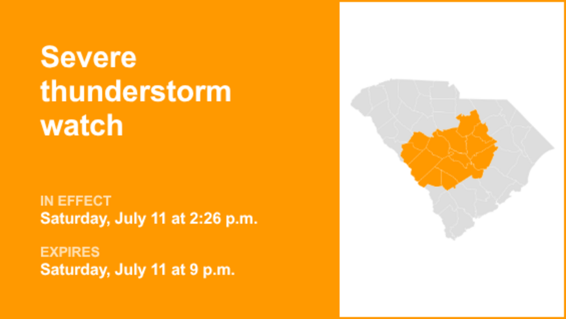 UPDATE: Severe thunderstorm watch affecting South Carolina until Saturday night 
