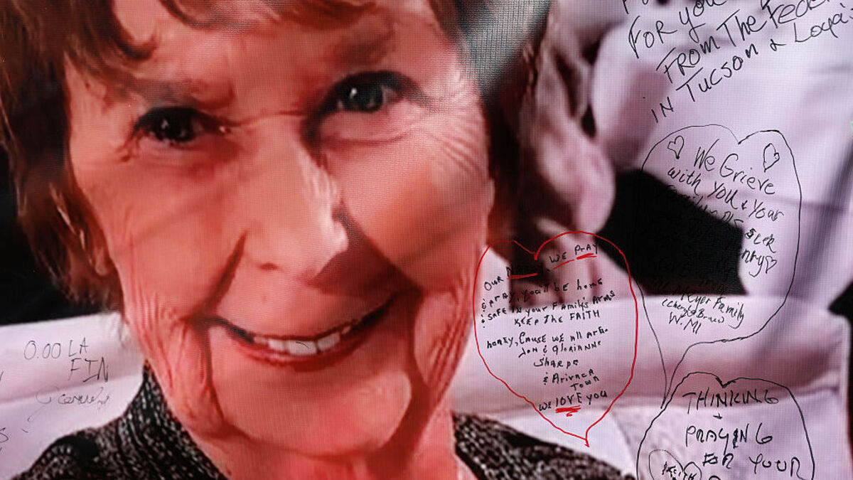 Search For Nancy Guthrie After Suspected Kidnapping Continues In Arizona. TUCSON, ARIZONA - MARCH 01: Notes are written on a photo of Nancy Guthrie that is displayed in front of the KVOA television station on March 01, 2026 in Tucson, Arizona. Law enforcement officials continue to search for Nancy Guthrie, the 84-year-old mother of U.S. journalist and television host Savannah Guthrie, after she went missing from her home on the morning of February 1st. (Photo by Justin Sullivan/Getty Images)