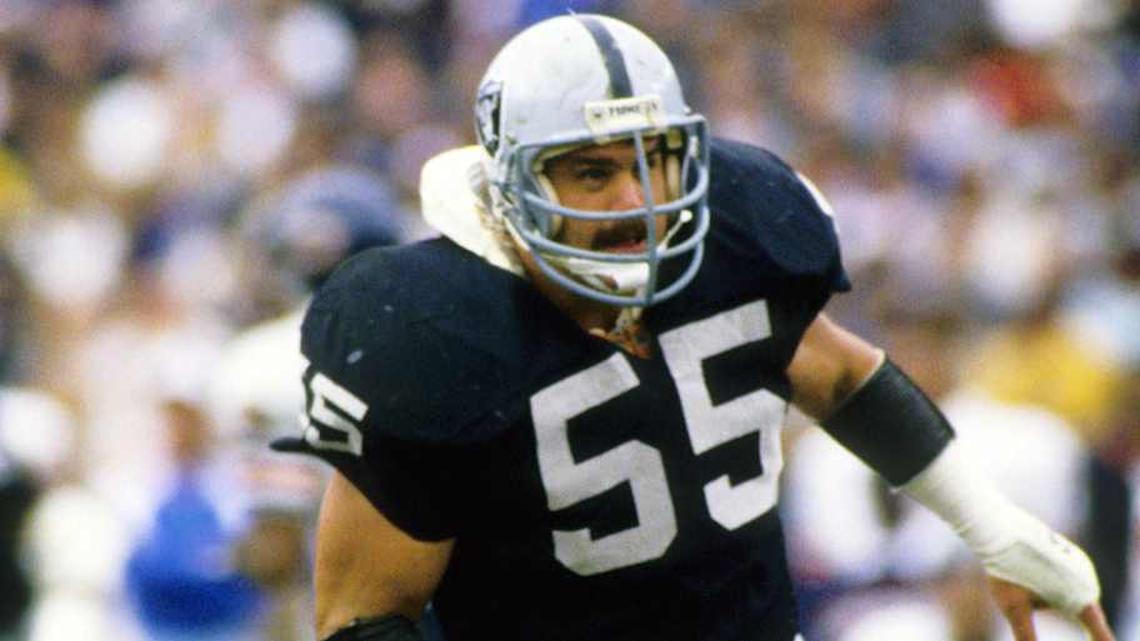  Dec 27, 1987; Los Angeles, CA, USA; FILE PHOTO; Los Angeles Raiders linebacker Matt Millen (55) in action against the Chicago Bears at Los Angeles Memorial Coliseum. Mandatory Credit: Imagn Images | RVR Photos-Imagn Images 