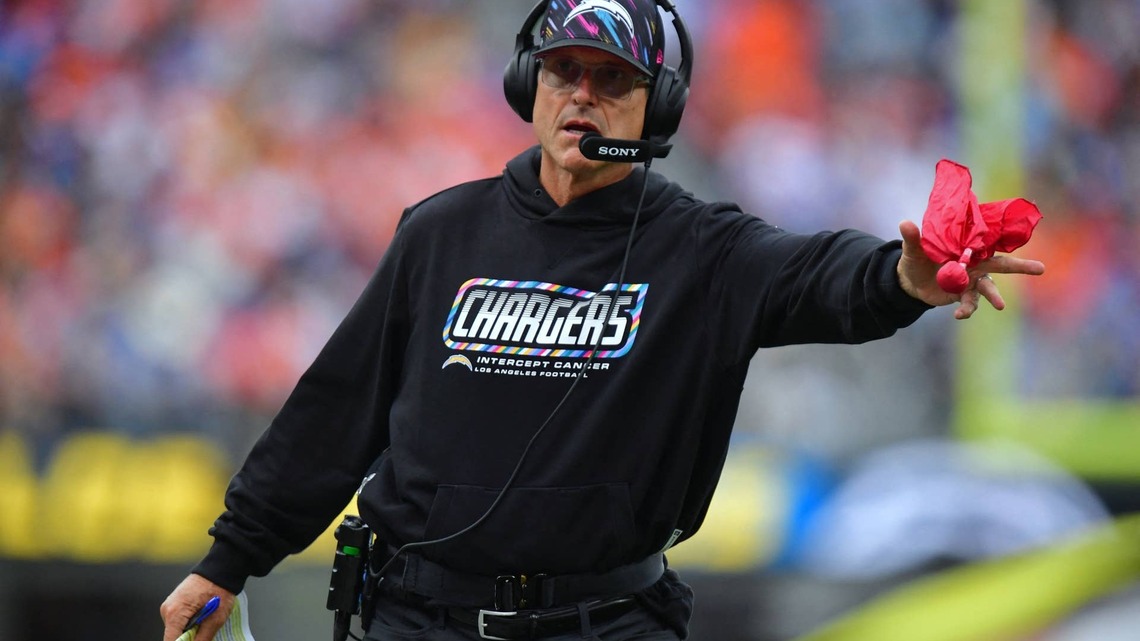 Jim Harbaugh's Message of Unity When Asked if He's Feeling Pressure From the Chargers 