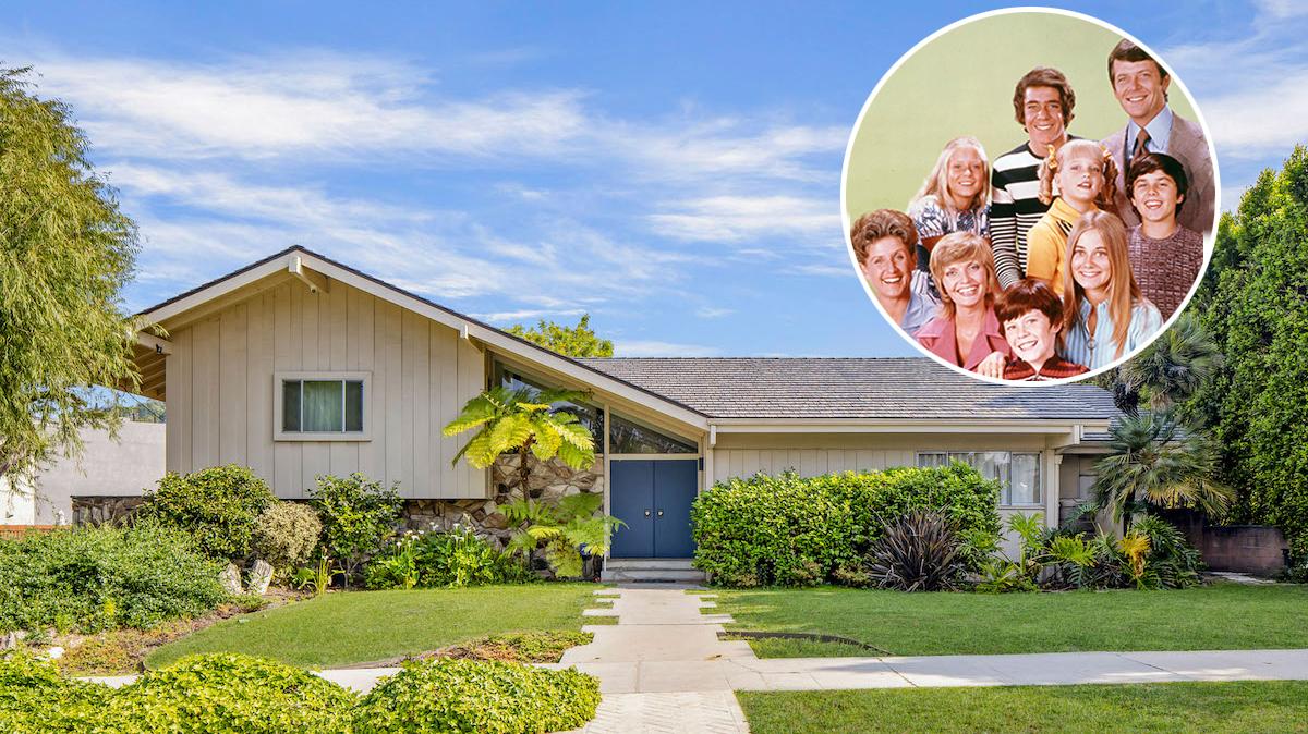 The real-life Brady Bunch house is up for sale at $5.5 million - and the inside looks exactly like the 70s sitcom’s set after a full renovation., The famous house in Studio City, California, was transformed inside after being bought by home improvement network HGTV in 2018., Brady Bunch cast members including Maureen McCormick, who played Marcia Brady, were recruited to help with the renovation by HGTV., The network gutted the home’s interiors and even added a second story to fit in all the rooms that only previously existed on a Paramount Studio sound stage where the show was filmed from 1969 to 1974., Retro 70s-style features at the revamped property include the iconic stonework in the living room, a floating staircase, and a kitchen complete with orange Formica countertops and an avocado-green refrigerator., HGTV is hoping to cash in on the major investment by seeking to make a $2 million profit on what it originally paid for the property., Listing agent Danny Brown at Compass says the buyer will not only get a home that is “part of TV history” but also some “curated furnishings and accessories”, including a replica horse statue featured on the show., *BYLINE: Anthony Barcelo/REAL ESTATE + HOMES/TMX/Mega. 25 May 2023 Pictured: The real-life Brady Bunch house, up for sale at $5.5 million after a full interior renovation to look just like the set of the 70s sitcom. *BYLINE: Anthony Barcelo/REAL ESTATE + HOMES/TMX/Mega. Photo credit: Anthony Barcelo/REAL ESTATE+HOME / MEGA TheMegaAgency.com +1 888 505 6342 (Mega Agency TagID: MEGA986831_002.jpg) [Photo via Mega Agency]