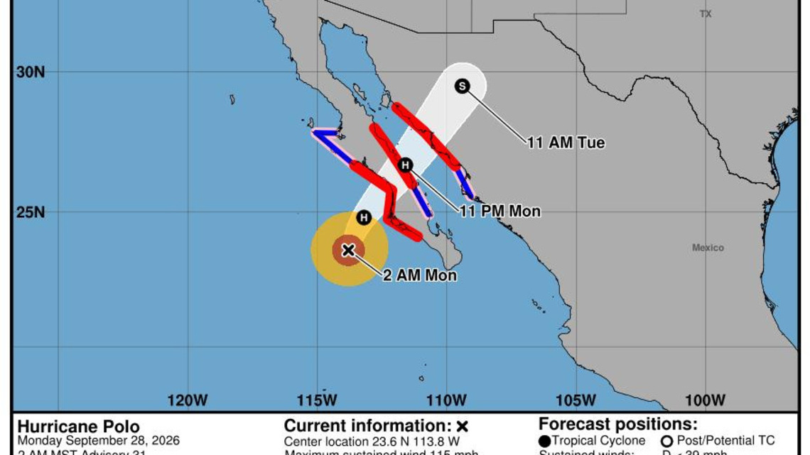 Track powerful Hurricane Polo's path as it continues to move
