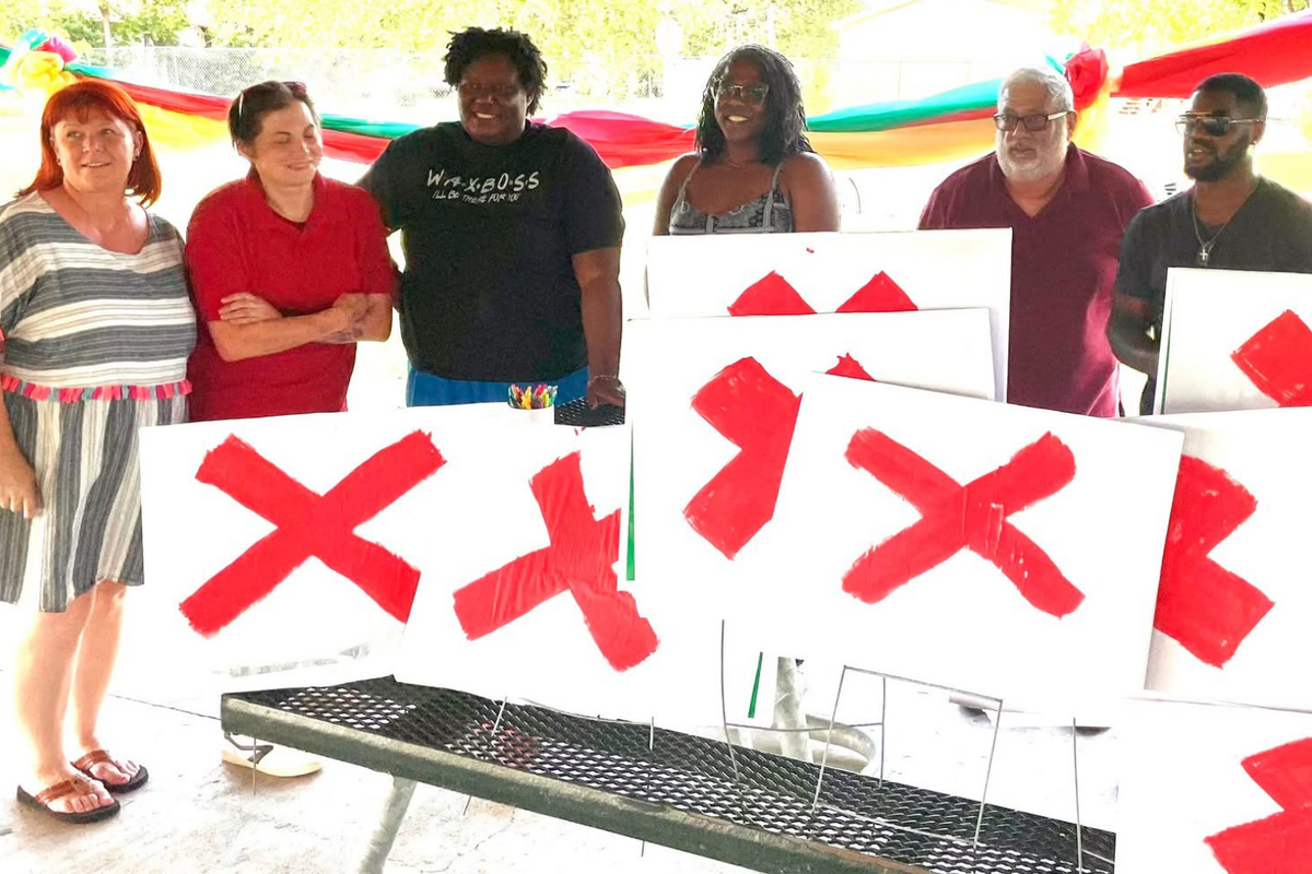 Members of the community protest against the data center in Taylor, Texas. 