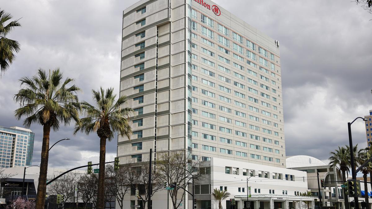 Hilton Hotel in downtown San Jose, Calif., on Monday, March 11, 2024. (Nhat V. Meyer/Bay Area News Group)
