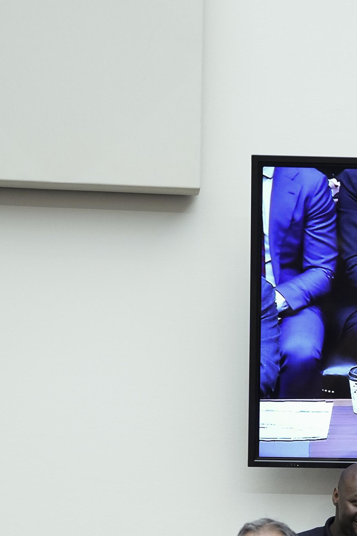 A television displays Defense Secretary Pete Hegseth as he testifies during a House Armed Services Committee hearing on the Department of Defense's budget request on Capitol Hill in Washington, on Wednesday, April 29, 2026. (Haiyun Jiang/The New York Times)