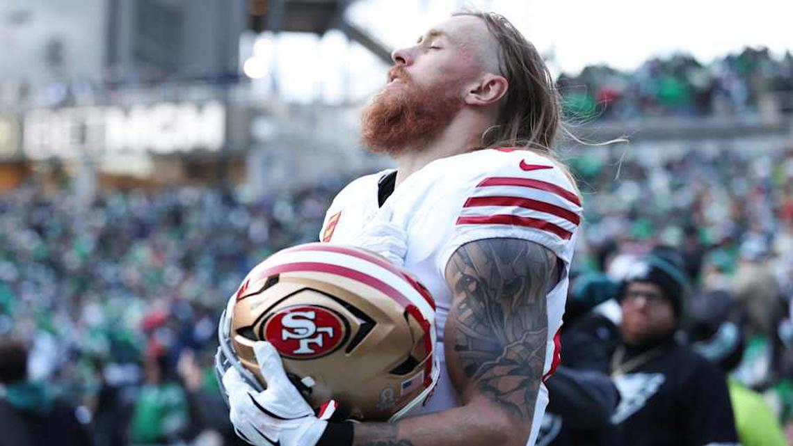  Jan 11, 2026; Philadelphia, PA, USA; San Francisco 49ers tight end George Kittle before action against the Philadelphia Eagles in an NFC Wild Card Round game at Lincoln Financial Field. Mandatory Credit: Bill Streicher-Imagn Images | Bill Streicher-Imagn Images 