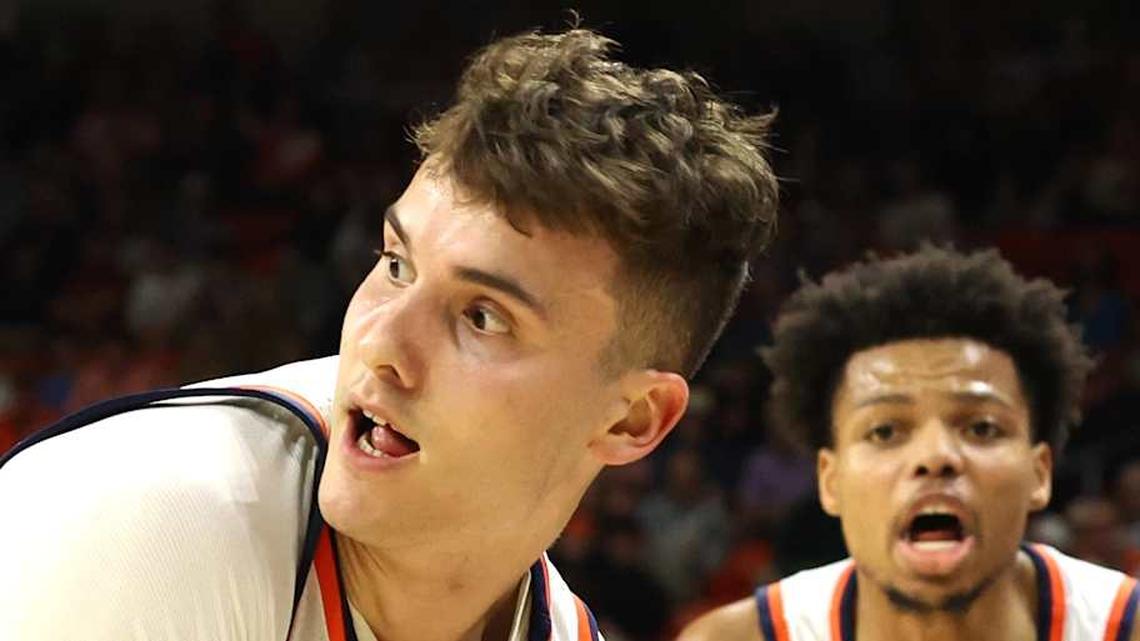  Feb 28, 2026; Auburn, Alabama, USA; Auburn Tigers forward Filip Jovic (38) controls a rebound during the second half against the Mississippi Rebels at Neville Arena. Mandatory Credit: John Reed-Imagn Images | John Reed-Imagn Images 